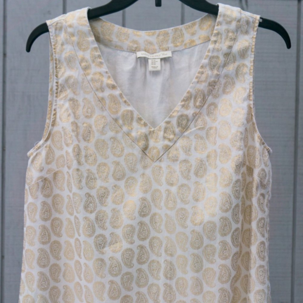 Gold Nautical St. Tropez Linen Top M Coastal